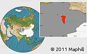 Satellite Location Map of Turpan, highlighted country, highlighted parent region