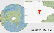Savanna Style Location Map of Turpan, highlighted parent region, hill shading