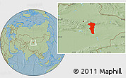 Savanna Style Location Map of Turpan, hill shading