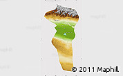 Physical Map of Turpan, cropped outside