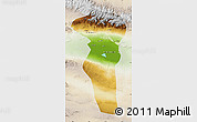 Physical Map of Turpan, lighten