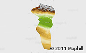 Physical Map of Turpan, single color outside
