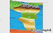 Physical Panoramic Map of Turpan, political outside