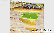 Physical Panoramic Map of Turpan, satellite outside