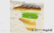 Physical Panoramic Map of Turpan, shaded relief outside