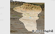 Satellite Panoramic Map of Turpan, darken