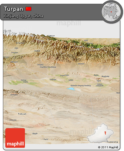 Satellite Panoramic Map of Turpan