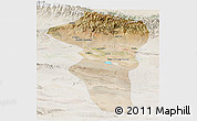 Satellite Panoramic Map of Turpan, lighten