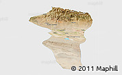 Satellite Panoramic Map of Turpan, single color outside