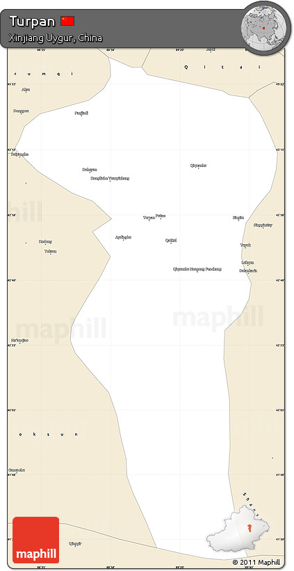 Classic Style Simple Map of Turpan