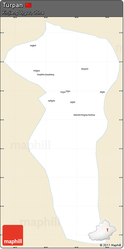 Classic Style Simple Map of Turpan, single color outside