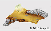 Physical 3D Map of Urumqi, cropped outside