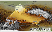 Physical 3D Map of Urumqi, darken