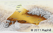 Physical 3D Map of Urumqi, lighten