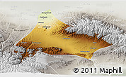 Physical 3D Map of Urumqi, lighten, semi-desaturated