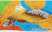 Physical 3D Map of Urumqi, political outside