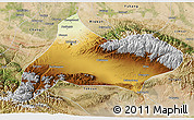 Physical 3D Map of Urumqi, satellite outside