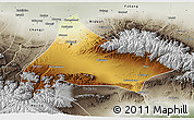 Physical 3D Map of Urumqi, semi-desaturated