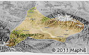 Satellite 3D Map of Urumqi, desaturated