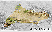 Satellite 3D Map of Urumqi, lighten, desaturated