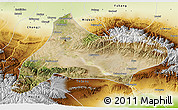 Satellite 3D Map of Urumqi, physical outside