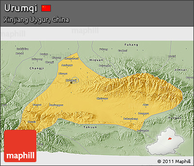 Savanna Style 3D Map of Urumqi