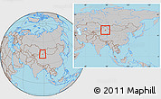 Gray Location Map of Urumqi, within the entire country