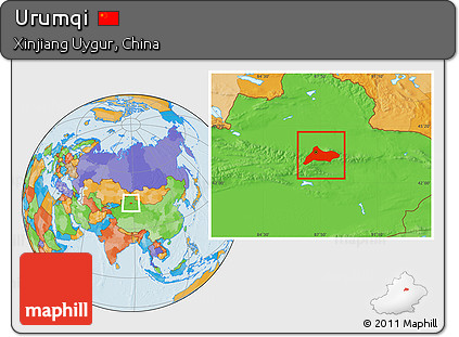 Political Location Map of Urumqi