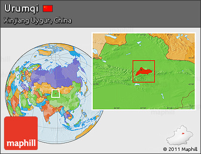 Political Location Map of Urumqi