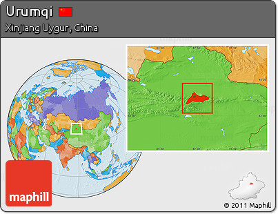 Political Location Map of Urumqi