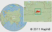 Savanna Style Location Map of Urumqi, hill shading