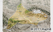 Satellite Map of Urumqi, semi-desaturated