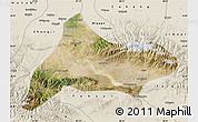 Satellite Map of Urumqi, shaded relief outside