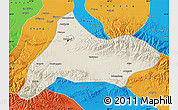 Shaded Relief Map of Urumqi, political outside