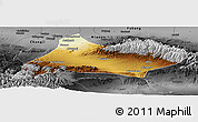 Physical Panoramic Map of Urumqi, darken, desaturated