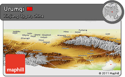 Physical Panoramic Map of Urumqi