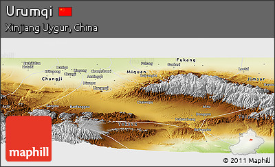 Physical Panoramic Map of Urumqi