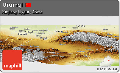 Physical Panoramic Map of Urumqi