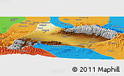 Physical Panoramic Map of Urumqi, political outside