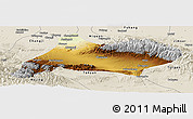 Physical Panoramic Map of Urumqi, shaded relief outside