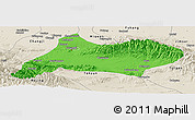 Political Panoramic Map of Urumqi, shaded relief outside