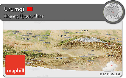 Satellite Panoramic Map of Urumqi