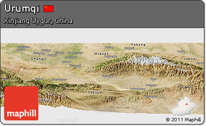 Satellite Panoramic Map of Urumqi