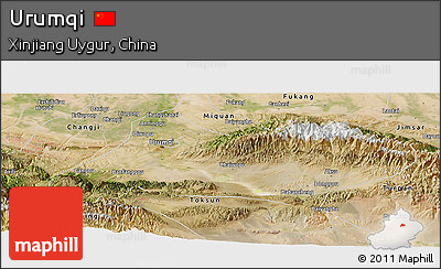 Satellite Panoramic Map of Urumqi