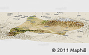 Satellite Panoramic Map of Urumqi, shaded relief outside