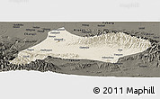 Shaded Relief Panoramic Map of Urumqi, darken