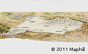 Shaded Relief Panoramic Map of Urumqi, satellite outside