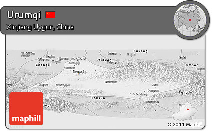 Silver Style Panoramic Map of Urumqi