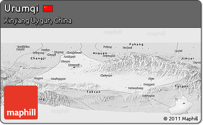 Silver Style Panoramic Map of Urumqi