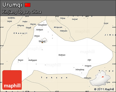 Classic Style Simple Map of Urumqi